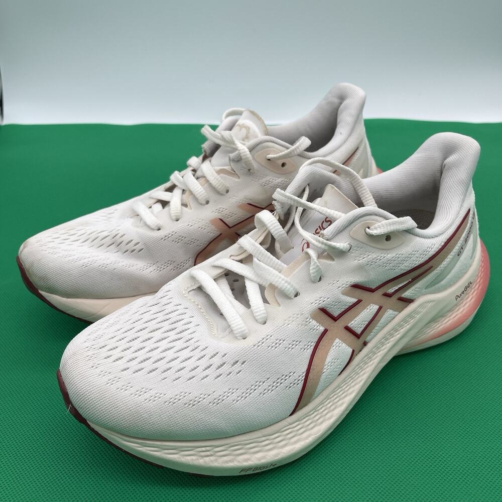 ASICS GT-2000 12 Women’s Running Shoes White Light Garnet Size 7 (F460623)